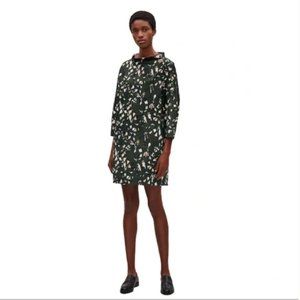 COS Womens Tunic Dress 8 Abstract Print High Neck 3/4 Sleeve Pockets Cot…